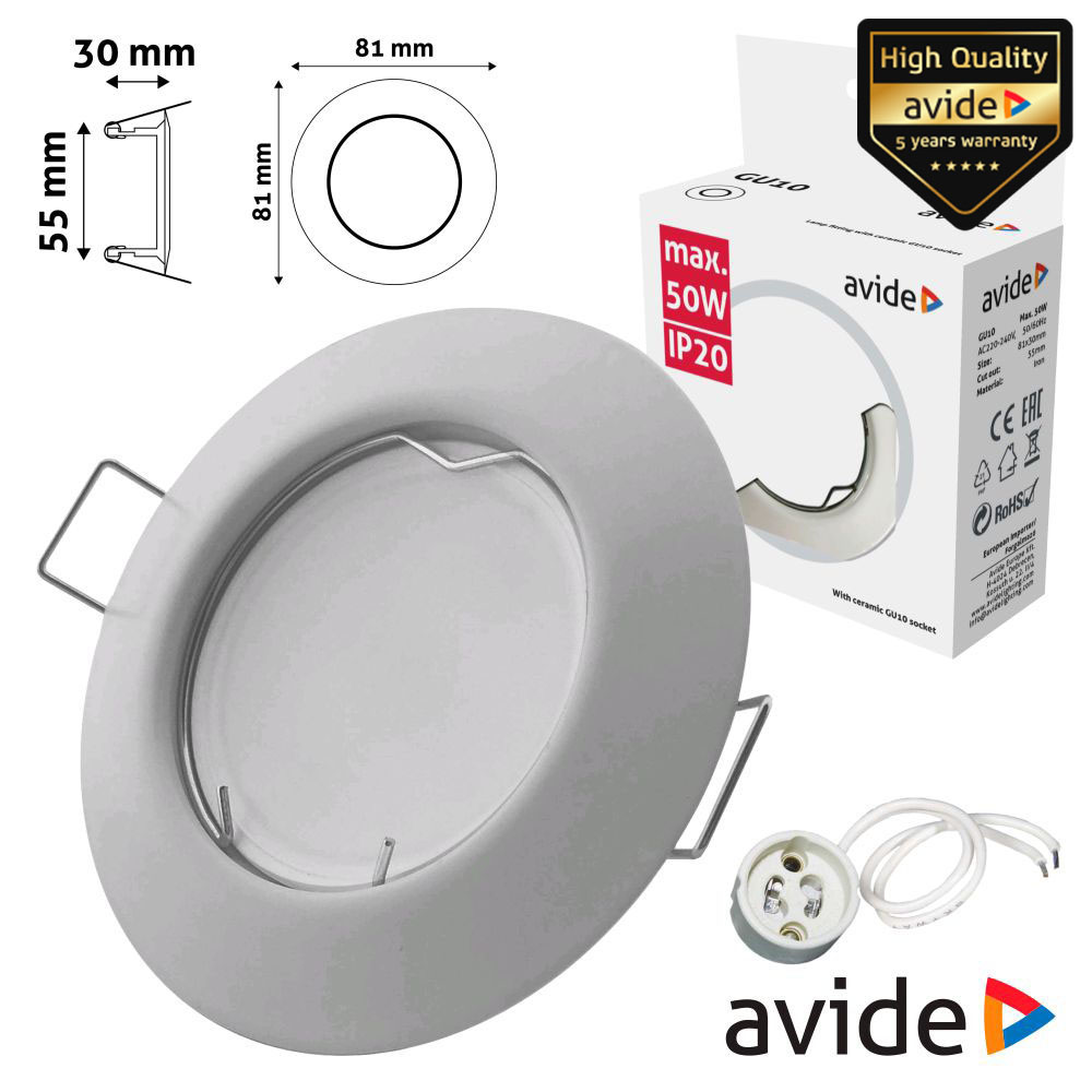 ARO REDONDO FIXO CÓNICO BRANCO P/ MR16-GU10 AVIDE