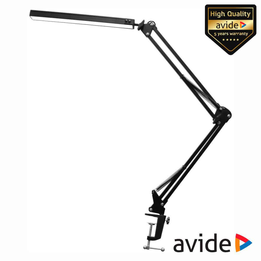 Candeeiro Secretária LED 12W USB 450lm Preto AVIDE