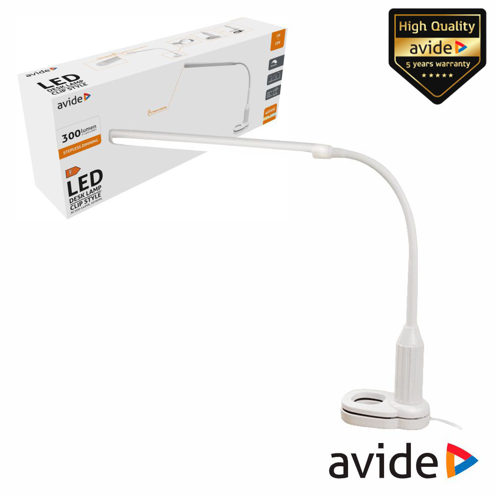 Candeeiro Secretária LED 5W 300lm 4000K 230VAC AVIDE