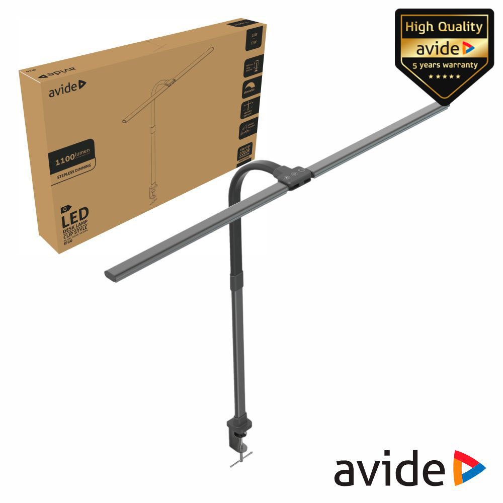 Candeeiro Secretária LED 18W 1100lm 2200K-6500K 230VAC AVIDE