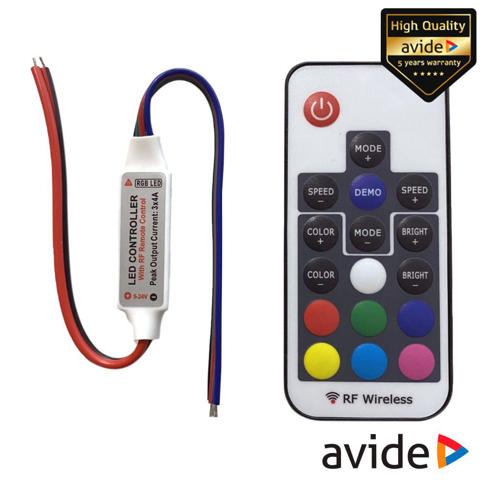 ABLS12V17KRGB-RFC Controlador p/ fitas de LED RGB 12v 6 Cores + Branco 12A - 5~24v -