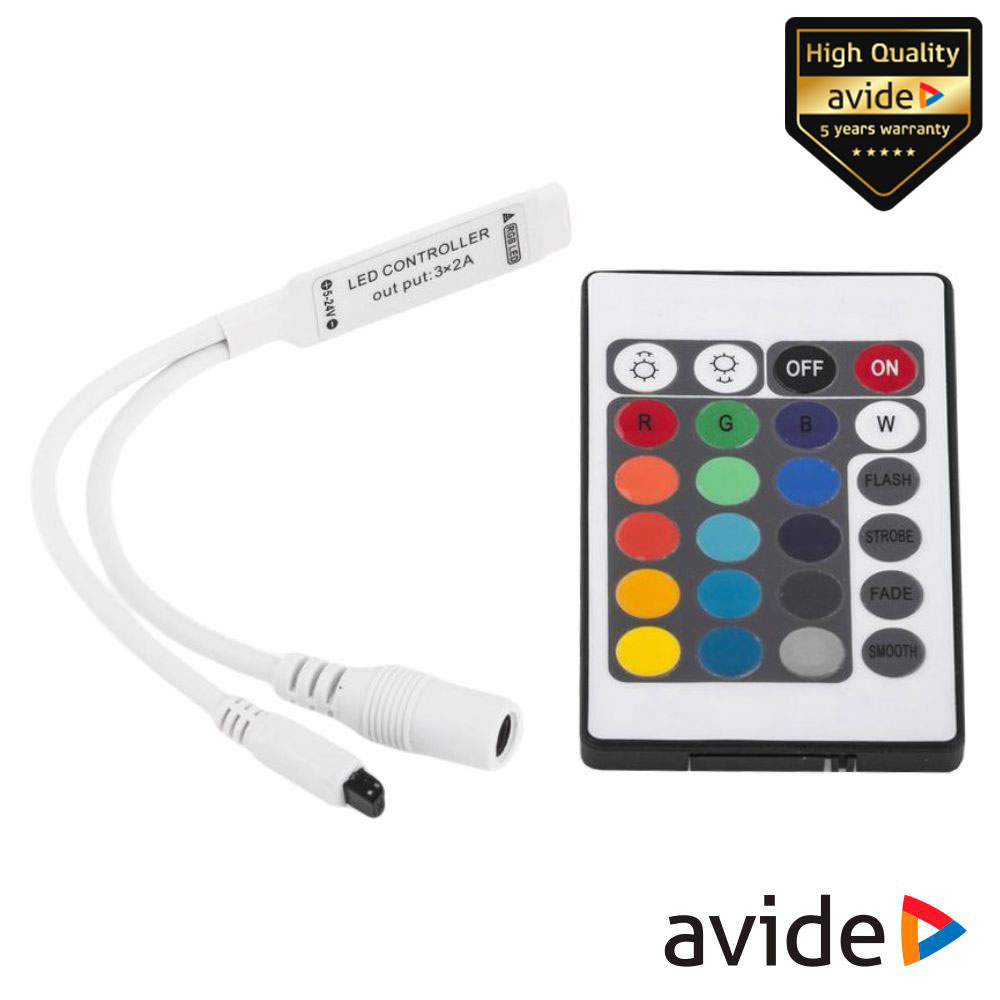 Controlador P/ Fita LEDS RGB 12V C/ Comando AVIDE
