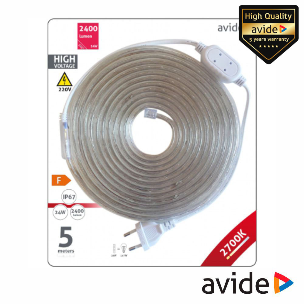 Fita 300 LEDS 3528 2700K 230V 4.8W/m 5m IP67 AVIDE