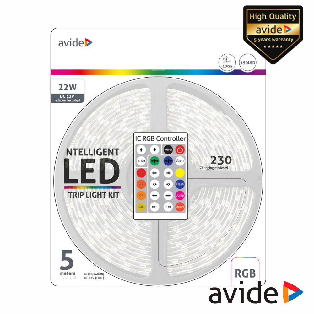 Kit Fita Digital 150 LEDS 5050 RGB 12V 5m IP65 IR AVIDE