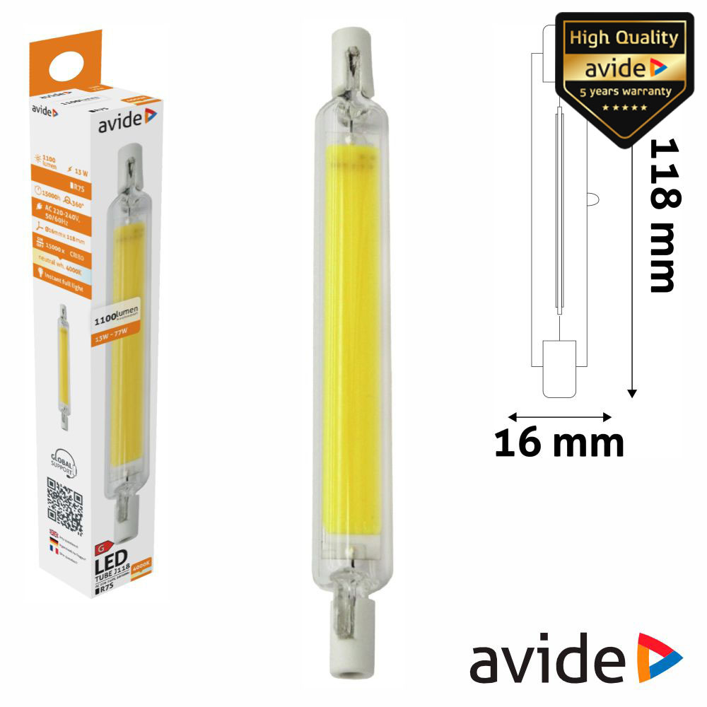 ABR7SNW13W-CL Lampada R7S 13W 230V led COB 118MM 4000K