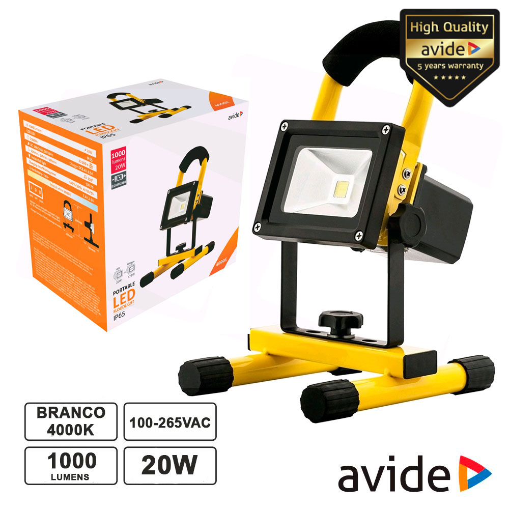 FOCO LED 20W 230V BATERIA 4000K 1000LM IP65 AVIDE