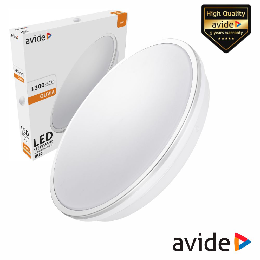 Aplique LED Redondo 15W 280mm 4000K 1300lm Olivia AVIDE