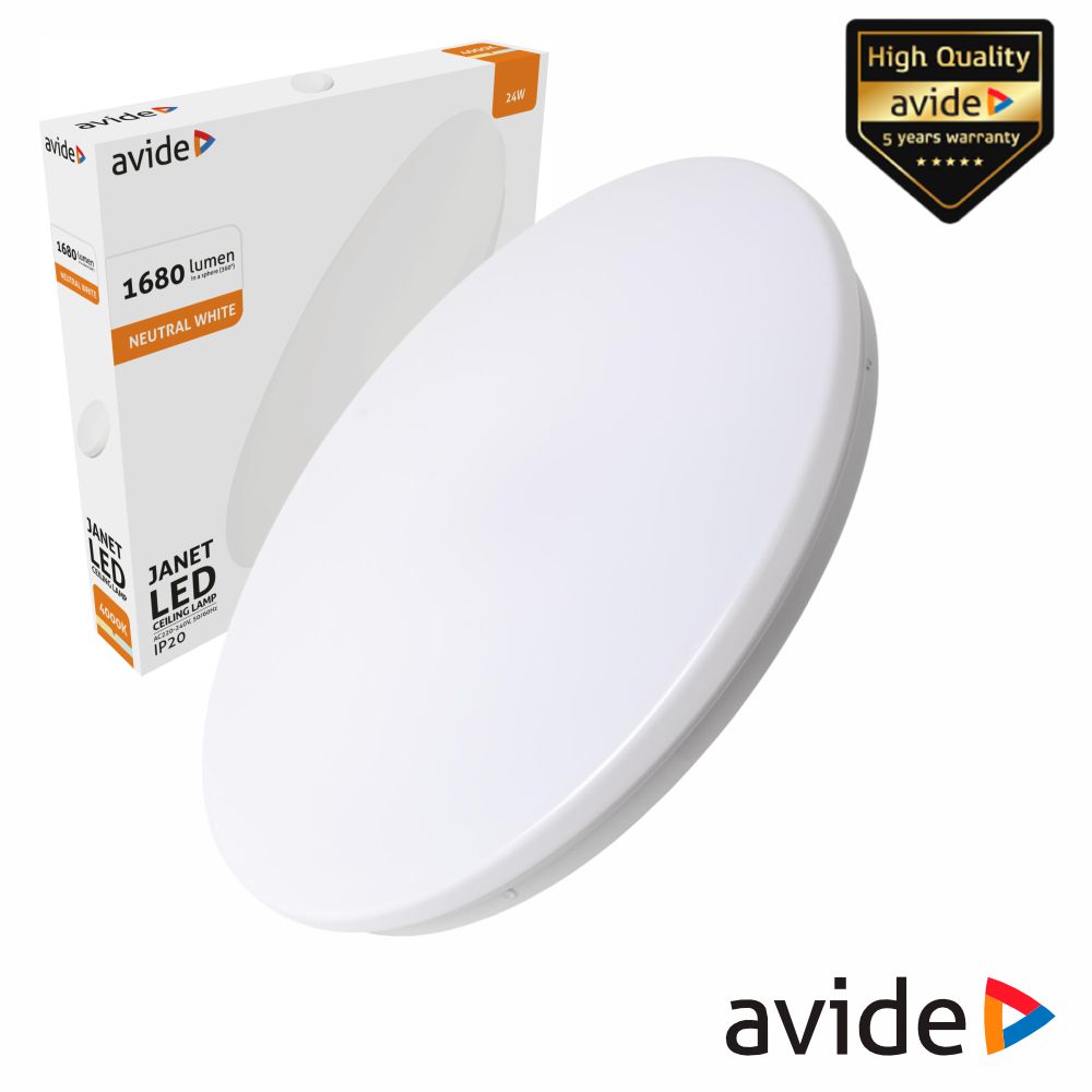 Aplique LED Redondo 24W 380mm 4000K 1680lm Janet AVIDE