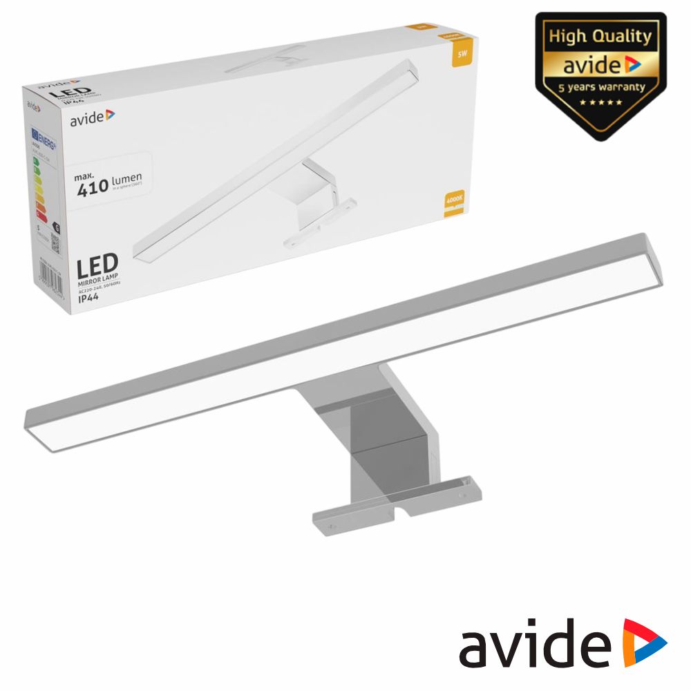 Candeeiro LED 5W 410lm 300mm 4000K IP44 Cromado AVIDE