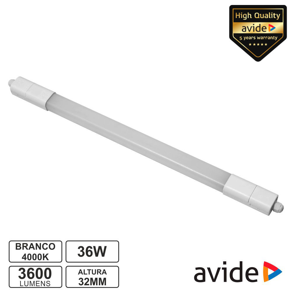 Armadura LED Batten 36W IP65 4000K 3600lm 1500mm AVIDE