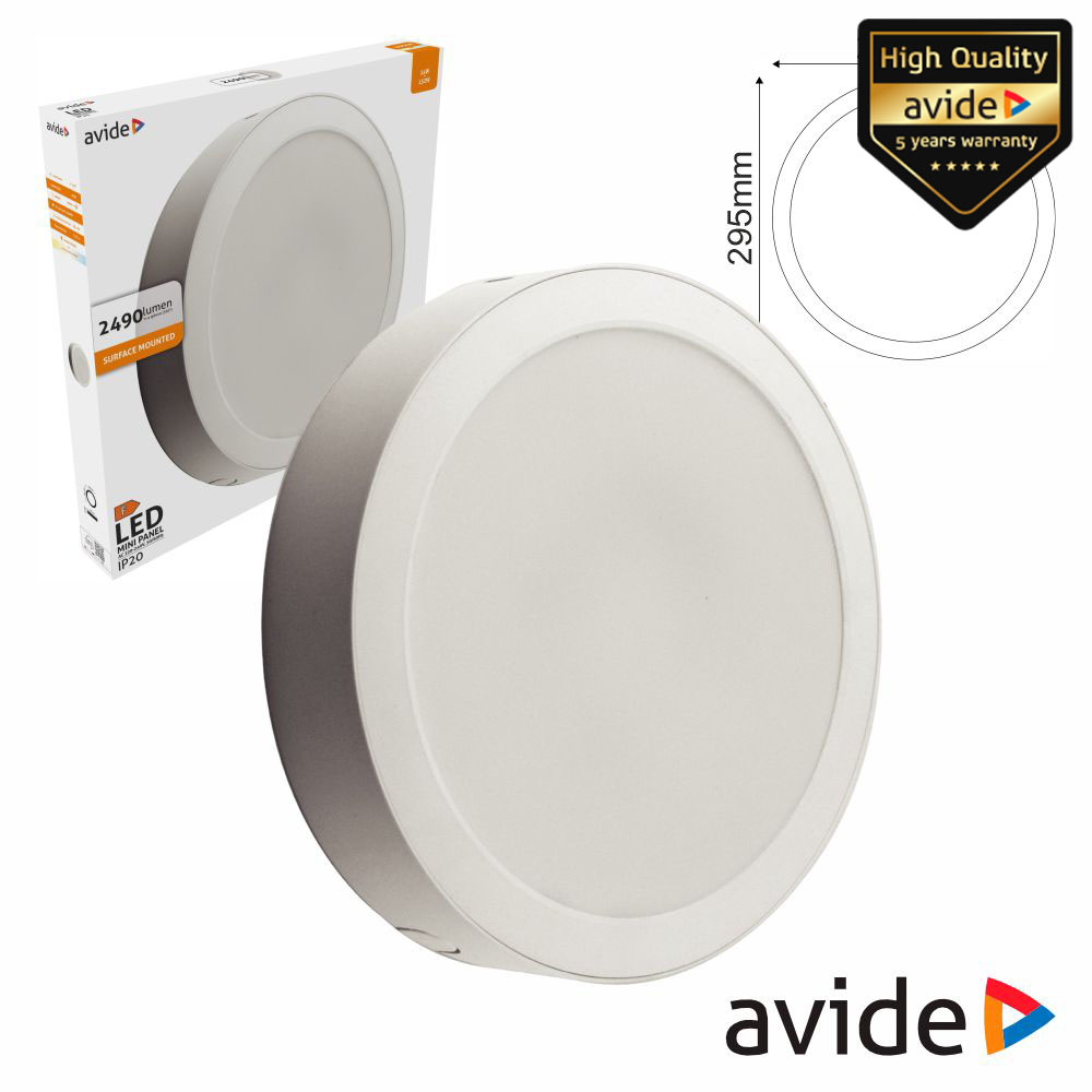 Painel LEDS Redondo Superficie 24W 295mm 4000K 2490lm AVIDE