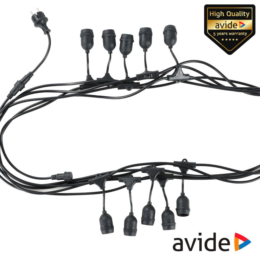 Corrente de Iluminação 10m P/ 10 Lâmpadas E27 IP44 AVIDE