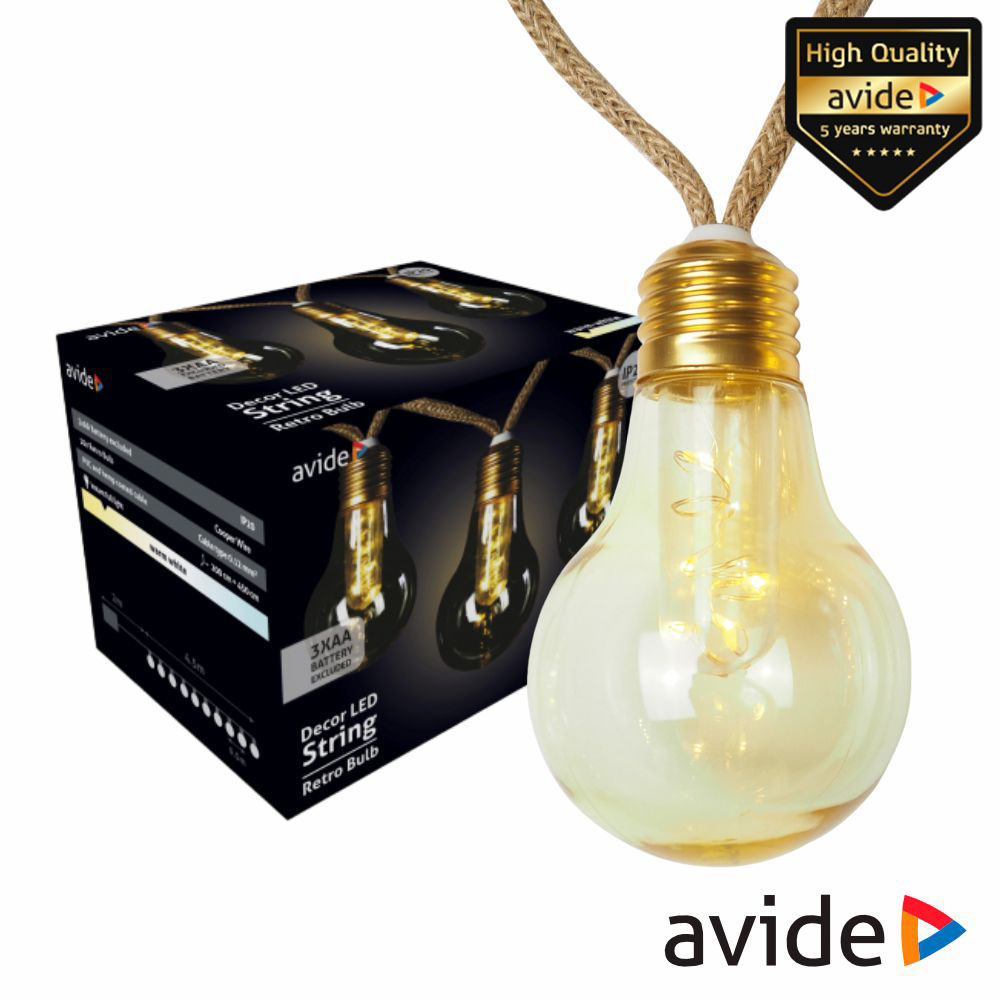 Corrente de Iluminação C/ Lâmpadas Branco Quente 5m AVIDE