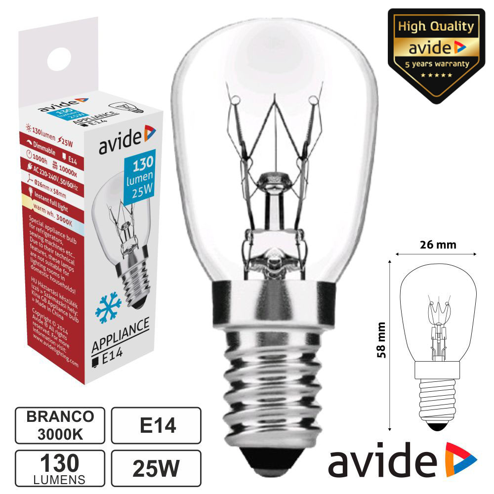 LÂMPADA E14 25W 230V FRIGORÍFICO AVIDE