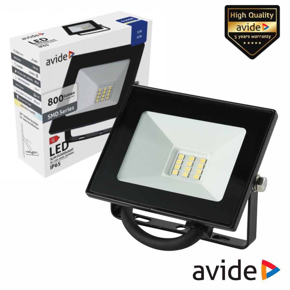 Foco LED 10W 230V 6400K 800lm Preto Avide