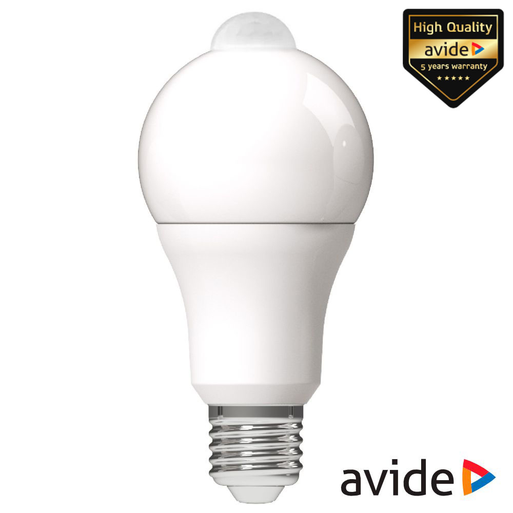 ASG27NW-8.8W-PIR Lâmpada LED E27 R60 8.8W 230V 4000K 806lm C/ Sensor AVIDE
