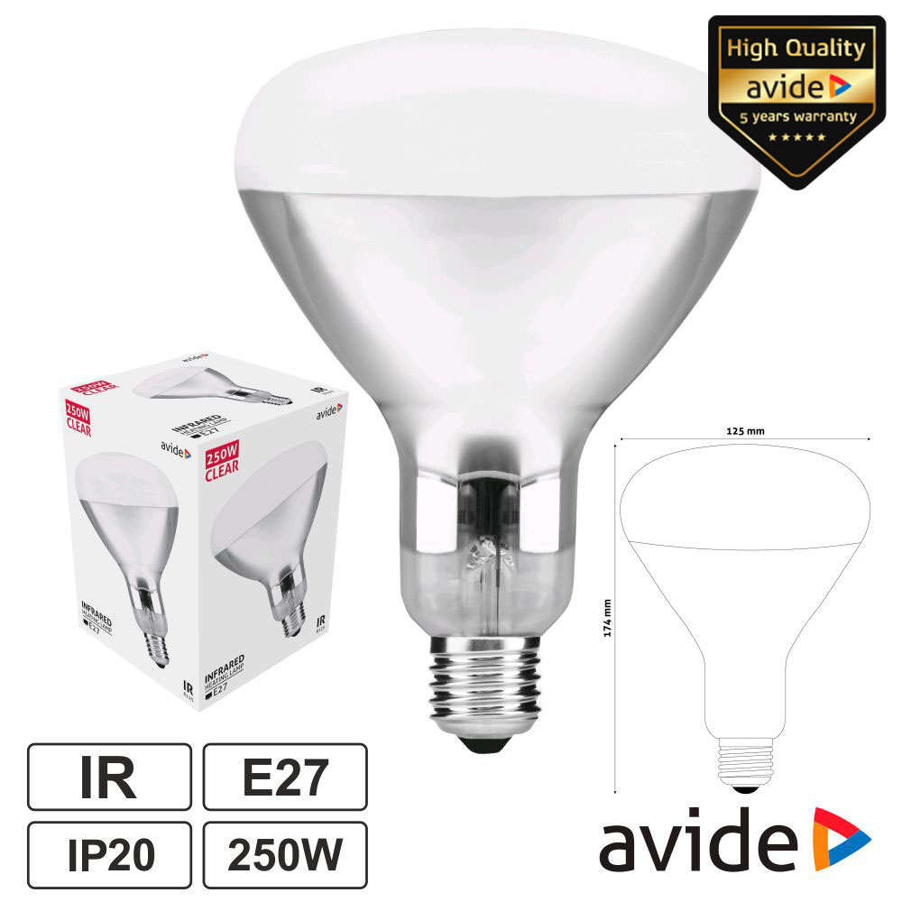ASIR27-250W-C Lampada 250w de aquecimento - TOPO BRANCO