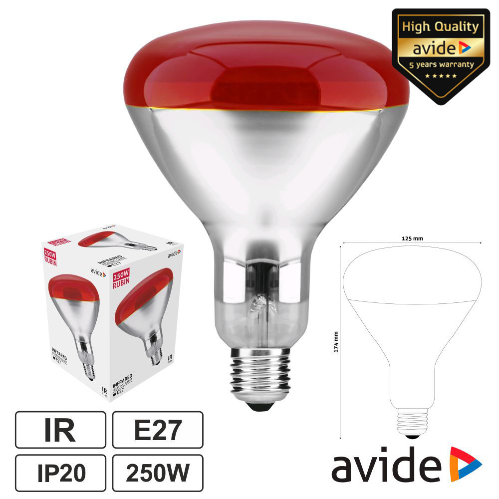 ASIR27-250W-R Lampada 250w de aquecimento - vermelha -