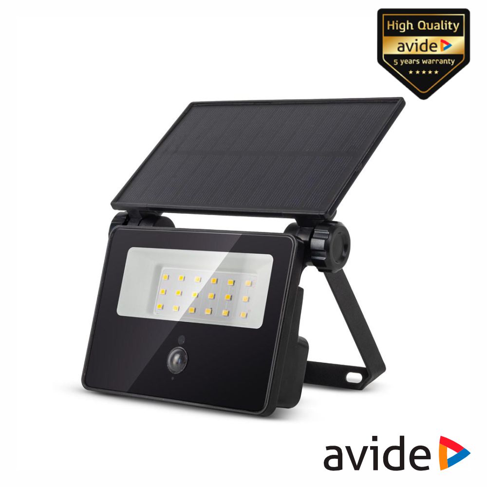 Aplique LED C/ Painel Solar 8W IP65 4000K 700lm PIR AVIDE