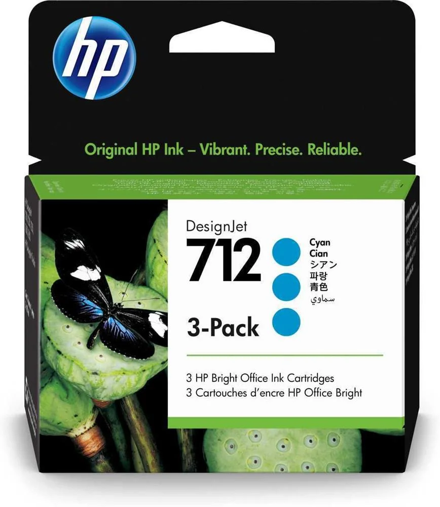 Hp Conjunto de 3 Tinteiros Ciano 712 Designjet De.