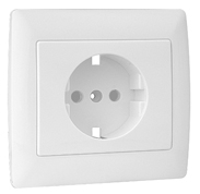 Centro Schuko com Obturador Branco