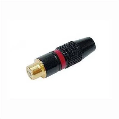 Rca Plug Female - Gold Tip - Black Metal Housing .