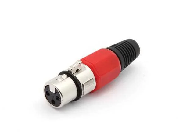 Conector Xlr 3p Fêmea - Nickel - Vermelho