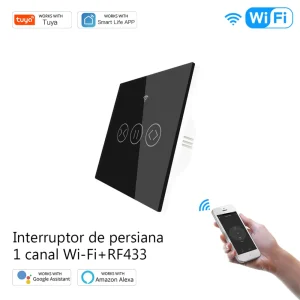 Interruptor para Persiana Wi-Fi + Rf433 Preto
