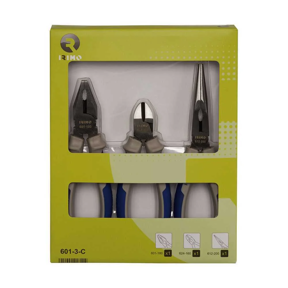 Jogo 3 Alicates (Universais 180mm, Cortante 160mm.