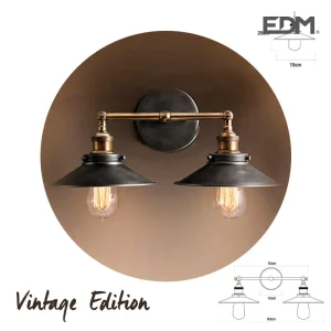 Candeeiro Parede Vintage Duplo E27 60w 63x15x29cm