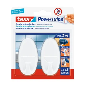 Gancho Oval Tesa Powerstrips Até 2kg Branco