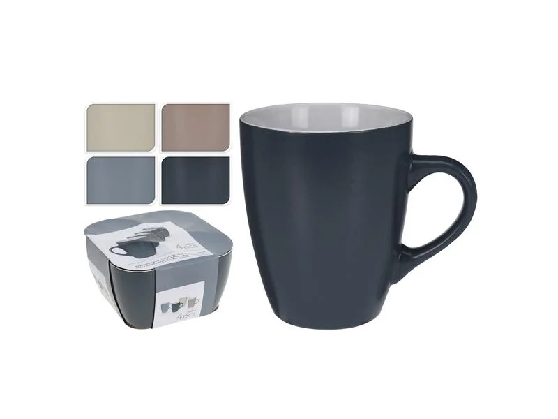 Conjunto de 4 Canecas de Faiança de 340 Ml