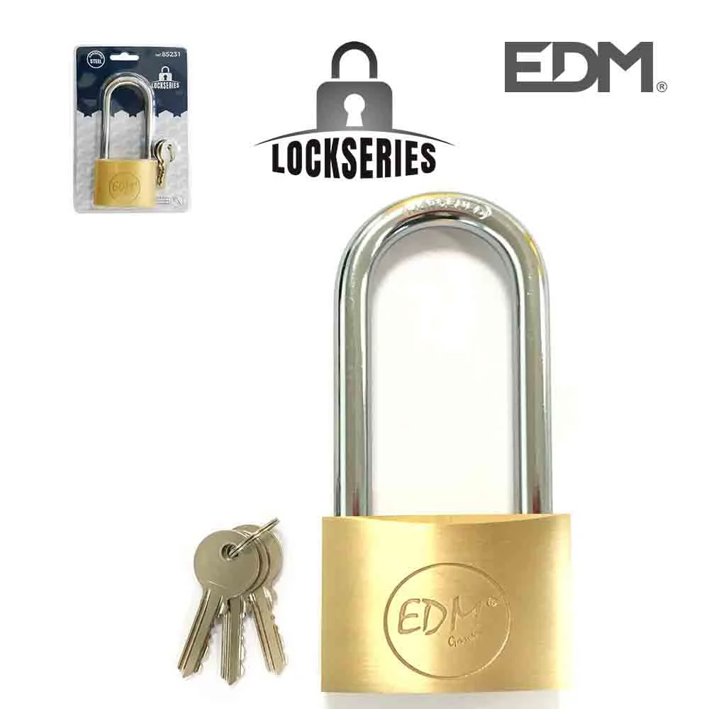 Cadeado Latão Arco Largo 60x90mm Blister