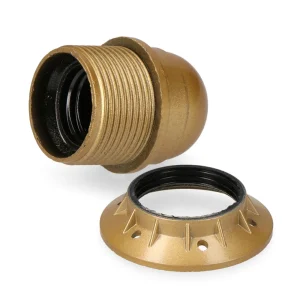 Casquilho Semi-Rosca E-27 Dourado + Anilha Embalad