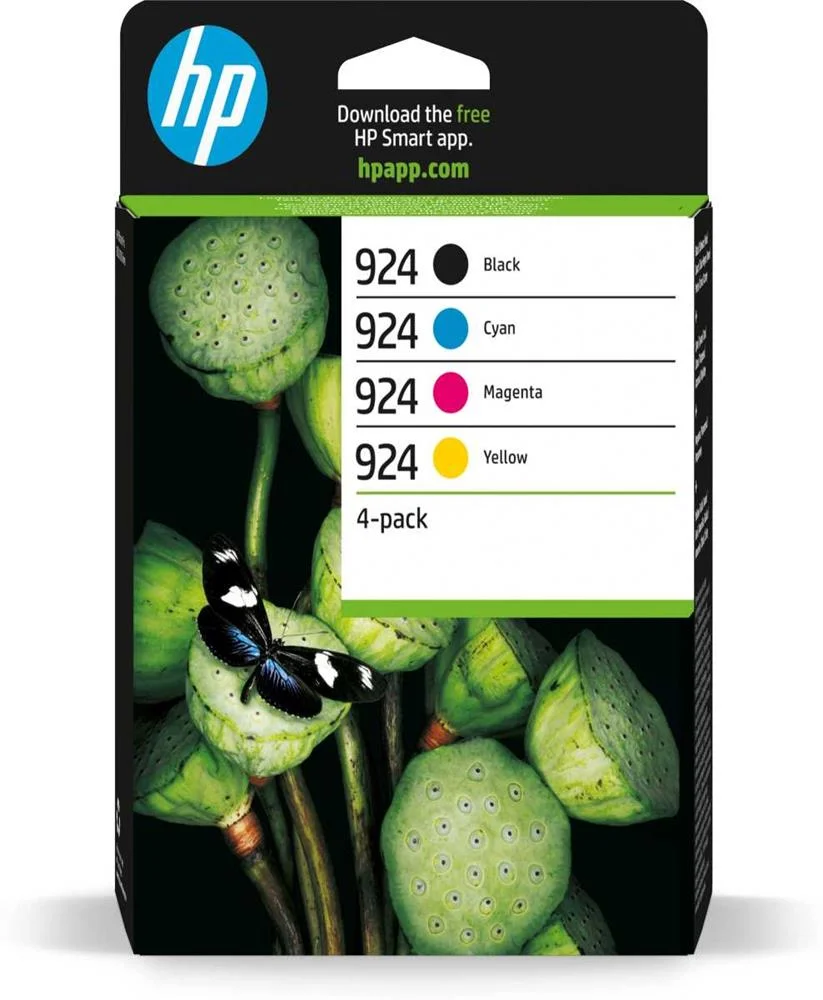 Pack 4x Tinteiros Originais 924 Preto/Cores - Hp