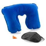Almofada de Pescoço Inflavel para Viagem Azul
