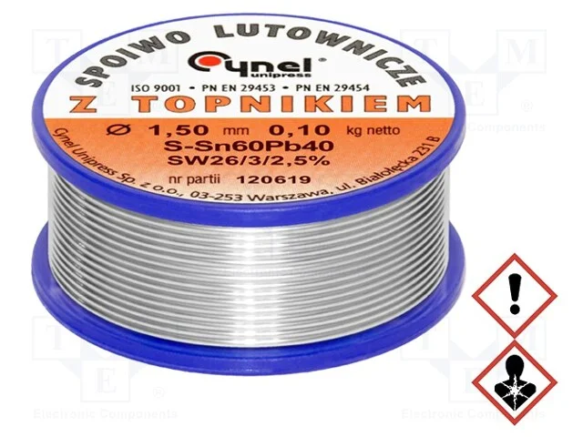 Arame de Solda, Sn60pb40, 1,5mm, 0,1kg, com Chumb.