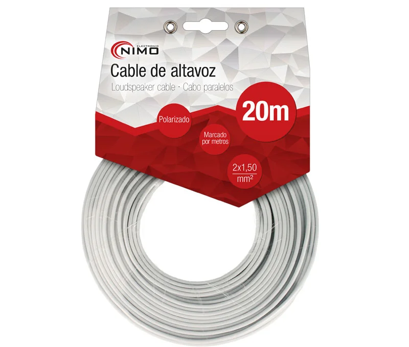 Cabo de Coluna 2x1.5mm² Branco Polarizado 20m