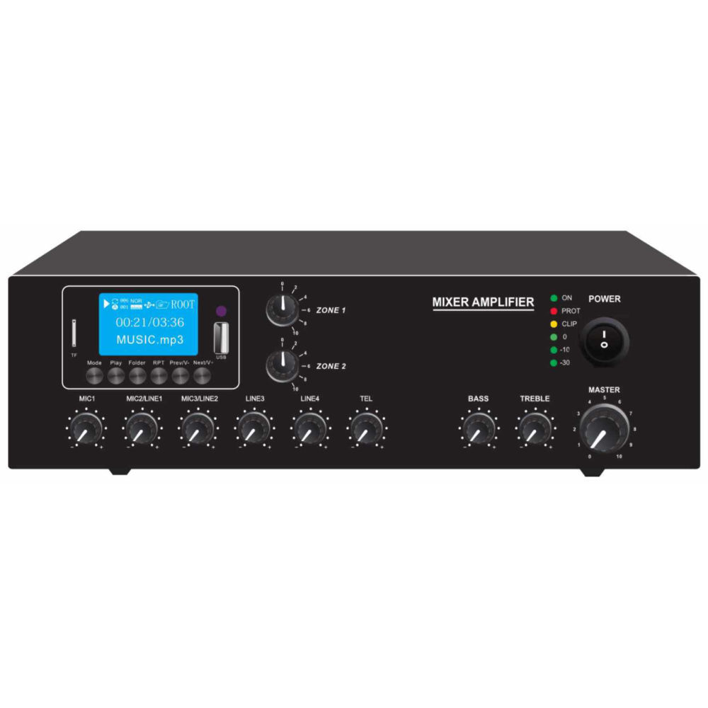 Amplificador Audio 100V 60W - 2 Zonas