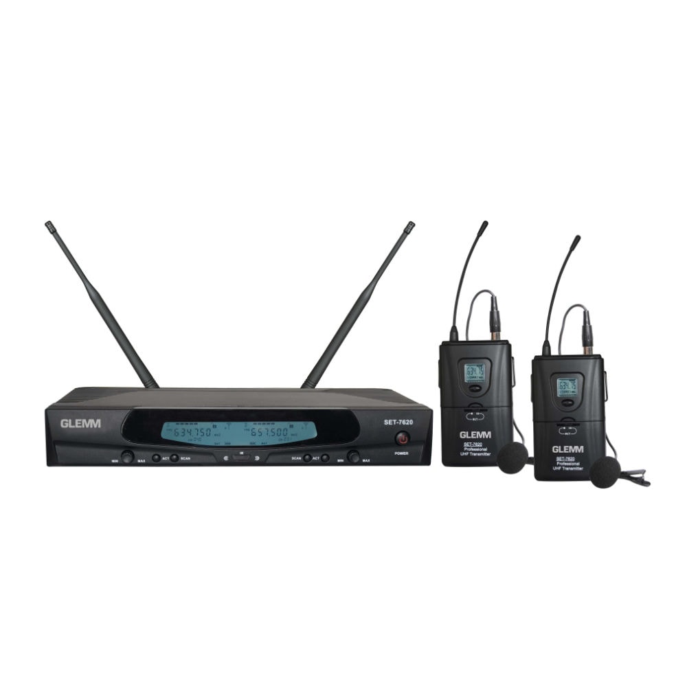 Microfone Lapela s/ Fios (2 unid) + Receptor UHF