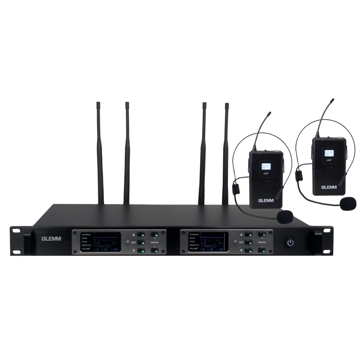 Microfone Cabeça s/ Fios (2 unid) + Receptor UHF
