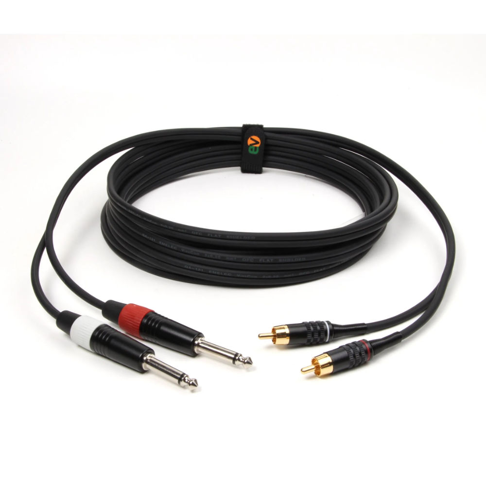 Cabo 2x RCA Macho / 2x 6,35 Macho Mono 1m