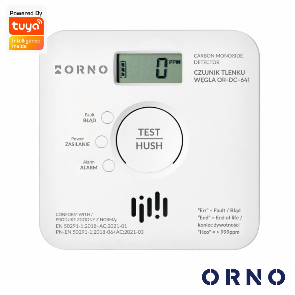 Detetor de Monóxido Carbono C/ Alarme WI-FI TUYA ORNO