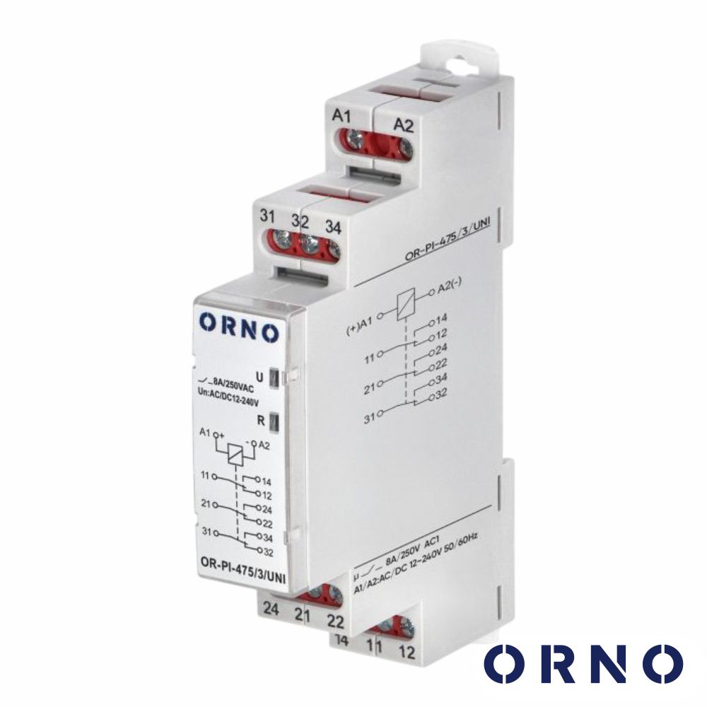 Contactor Energia Monofásico 230V 8A 3 Módulos DIN ORNO