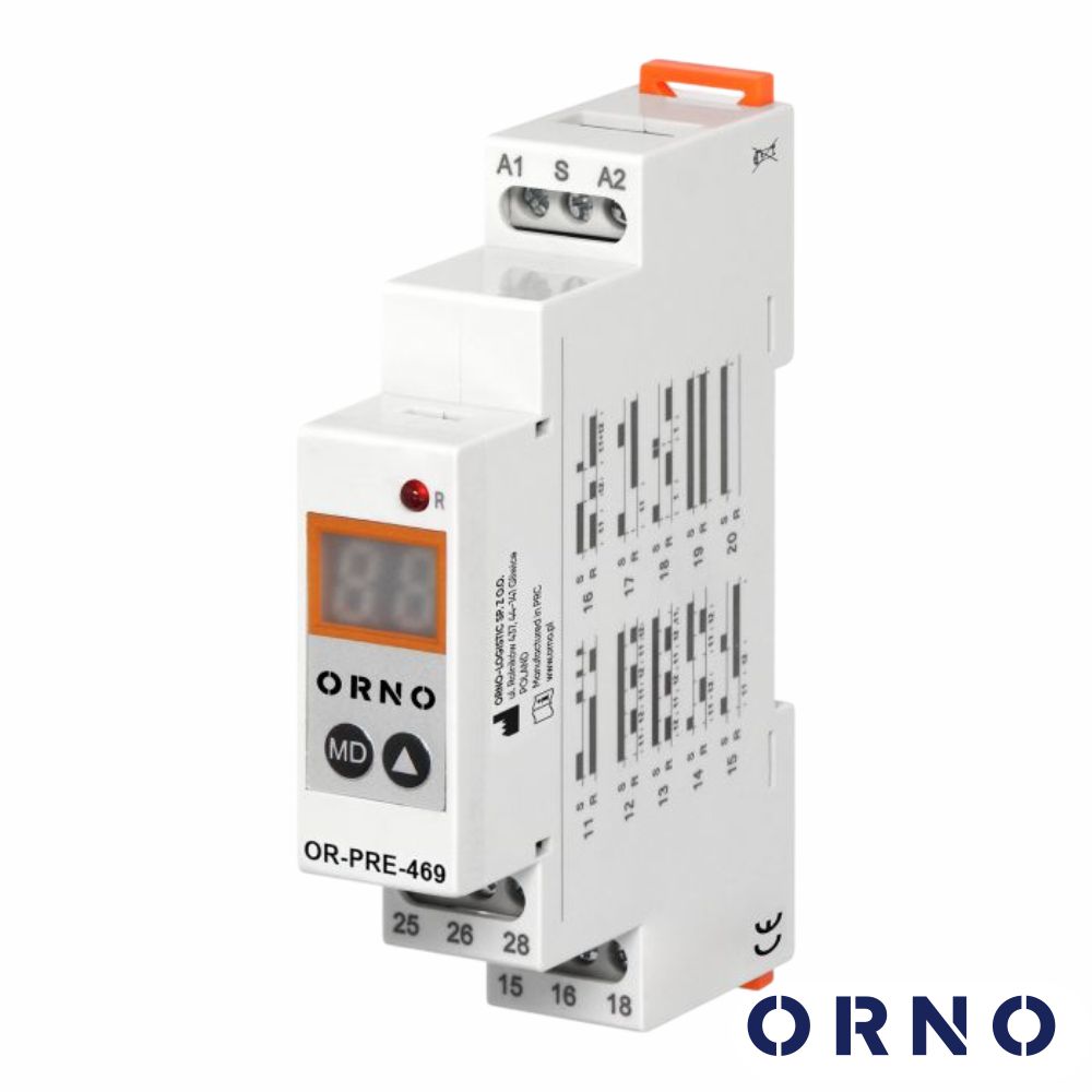 OR-PRE-469 Rele temporizado c/ 20 funçoes 12-240V din Orno