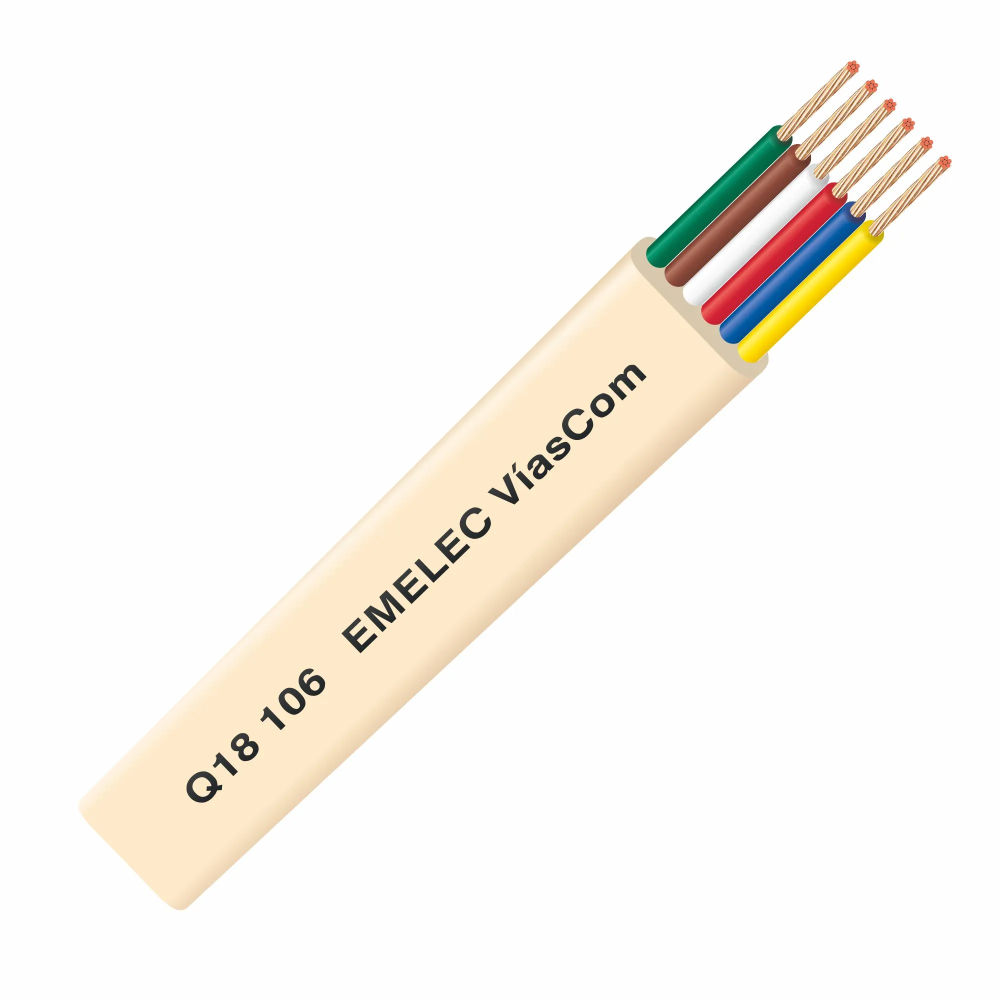 Cabo Telefónico Plano 6 Vías Branco - 100m