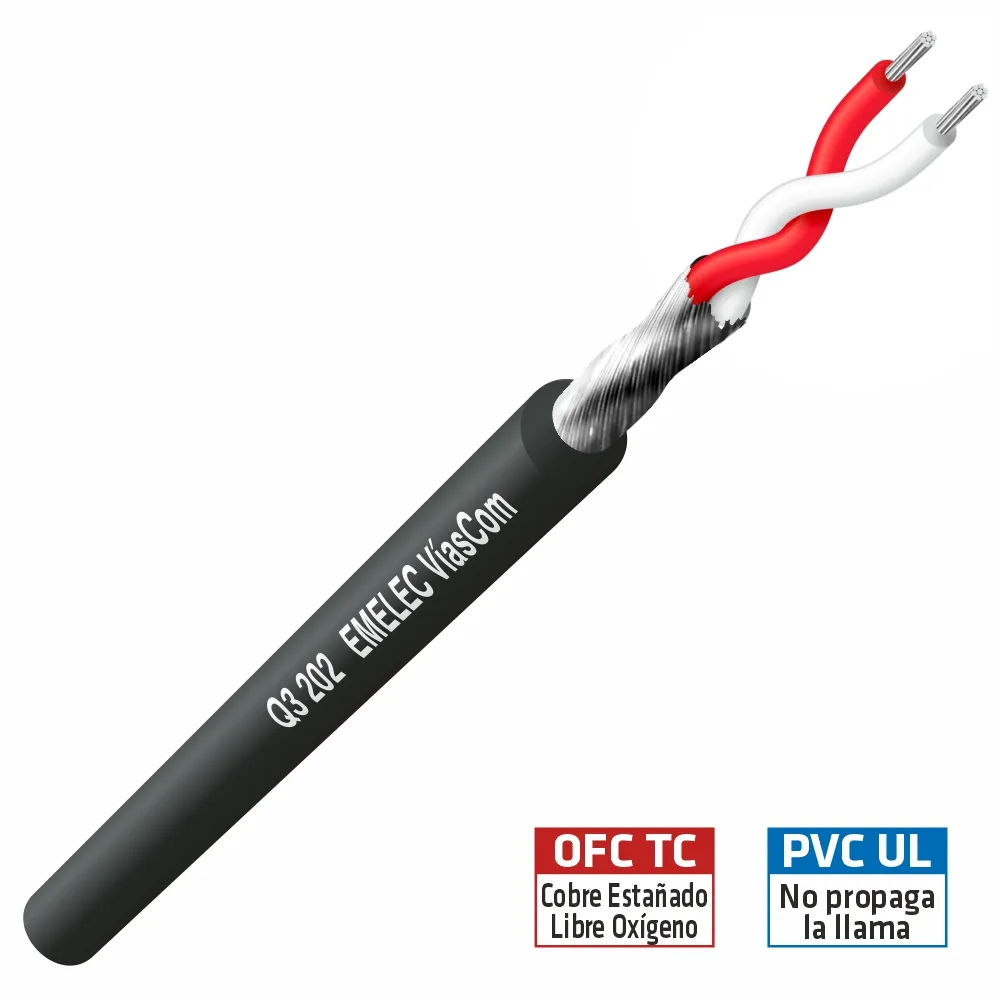 Cabo Microfone Ø3mm 2 Cond.+ Malha Preto 100m