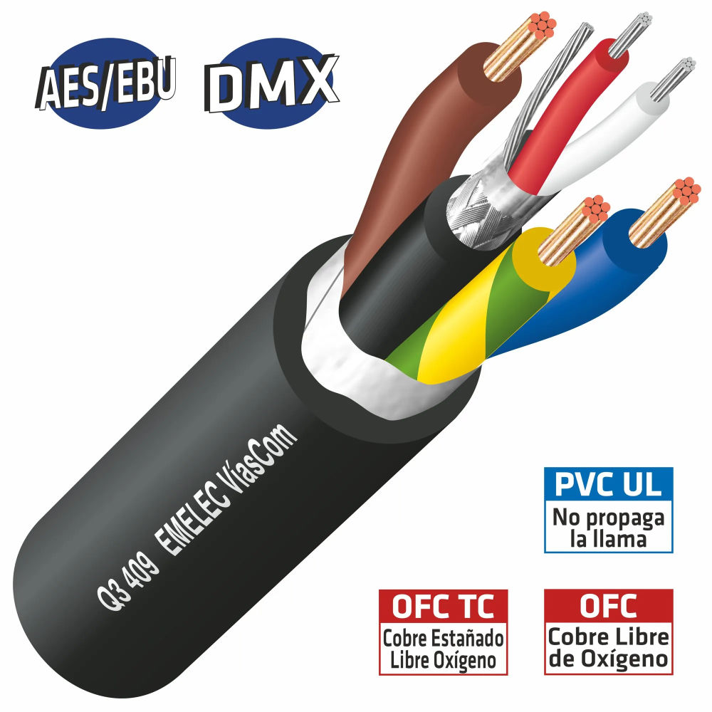 Cabo Híbrido para Áudio e Alimentação (3x 1,5mm) - 100mt