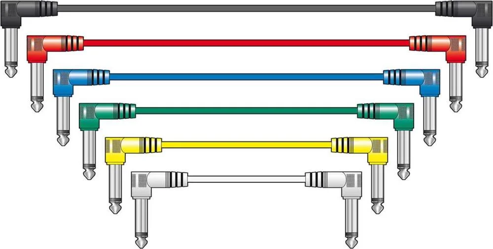 Conjunto 6 Cabos Jack 6.3 90º P/Jack 6.3 90º 1m