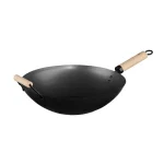 Wok em Aço Inoxidável com Cabo de Madeira  35cm